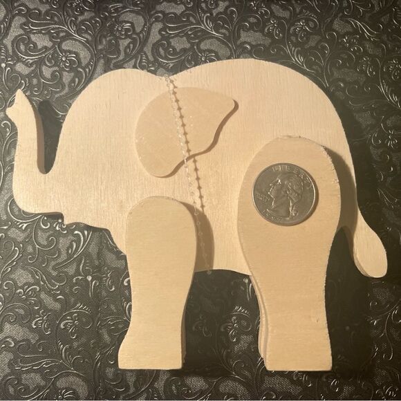NEW Elephant Wooden Natural Unfinished Animals Do It Yourself Ready to Paint & - Picture 6 of 6